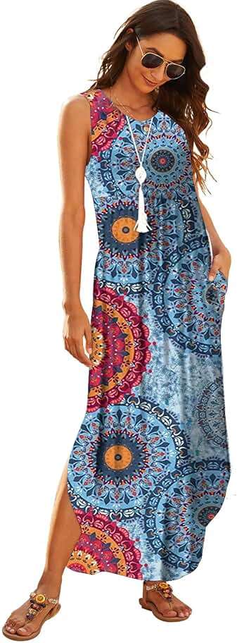 Hount Women's Casual Summer Sleeveless Dress Loose Split Maxi Dresses with Pockets - Image 2
