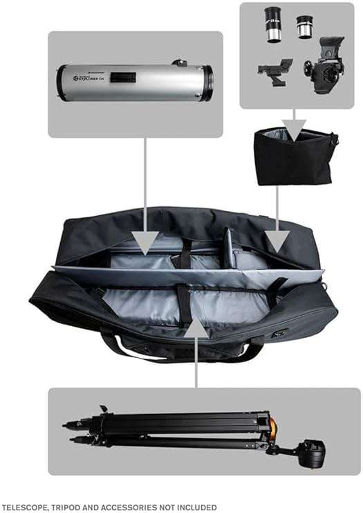 Celestron 94025 40” Full Kit Telescope Bag – Storage & Carry Case for Telescope, Mount, Tripod and Accessories with Configurable Padded Internal Walls and Bonus Accessory Bag, Black - Image 4