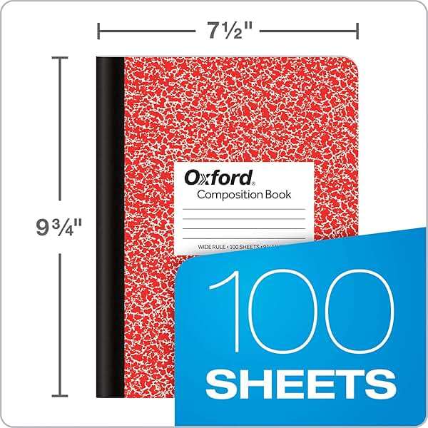 Oxford Composition Notebooks, 6 Pack, Cover Colors Vary, Wide Ruled Paper, 9-3/4 x 7-1/2 Inch School Journals, Assorted Marble Covers, 100 Sheets, per Book (63762) - Image 2