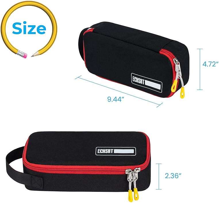 ECHSRT Large Pencil Case, Aesthetic Pen Pouch with Big Capacity, Minimalist Portable Stationery Bag with Handle for Office Organizer Aesthetic Pencil Cases - Image 2
