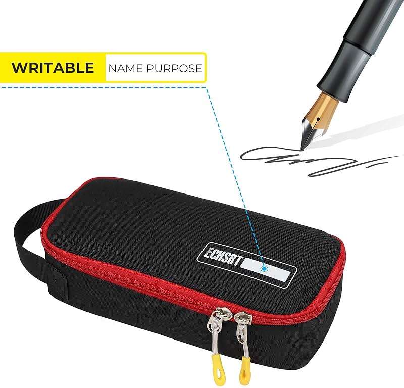 ECHSRT Large Pencil Case, Aesthetic Pen Pouch with Big Capacity, Minimalist Portable Stationery Bag with Handle for Office Organizer Aesthetic Pencil Cases - Image 3