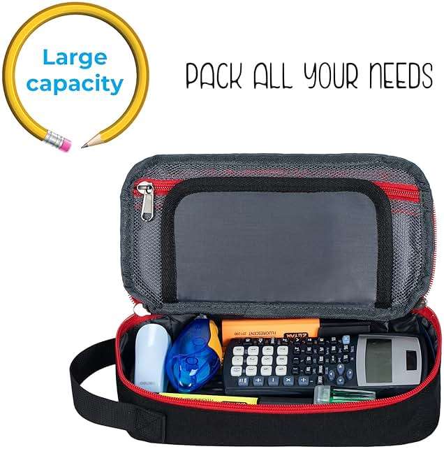 ECHSRT Large Pencil Case, Aesthetic Pen Pouch with Big Capacity, Minimalist Portable Stationery Bag with Handle for Office Organizer Aesthetic Pencil Cases - Image 5