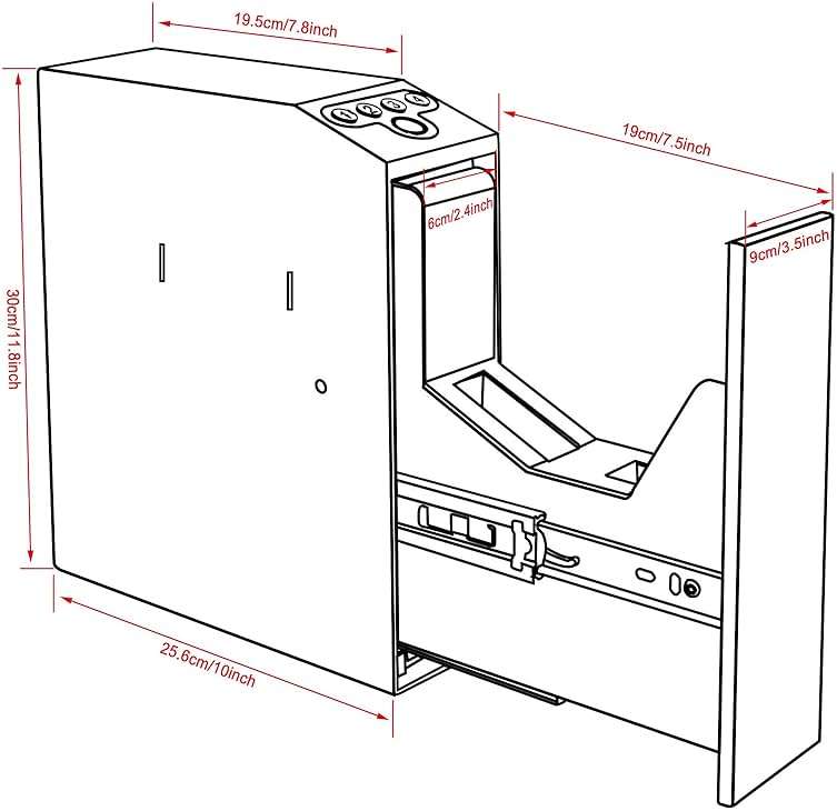 Biometric Slider Handgun Gun Safe for Nightstand, Desk, Bed Side,Truck - Auto Sliding Door Hand Gun Safe for Pistol -with Fingerprint, PIN Code, KEY Access - Image 3