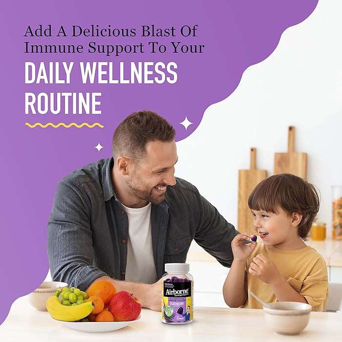 Airborne Elderberry + Zinc & Vitamin C Gummies For Adults, Immune Support Vitamin D & Zinc Gummies With Powerful Antioxidant Vitamins C D & E - 50 Gummies, Elderberry Flavor - Image 5