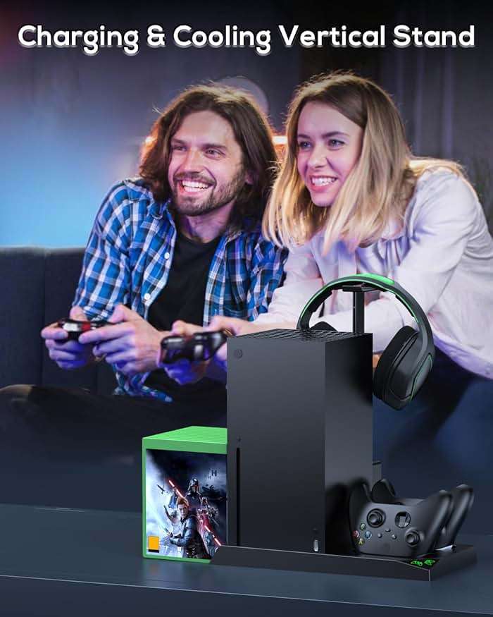MENEEA Cooling Fan & Charging Stand for Xbox Series X Console & Controller,Vertical Cooler System Dual Charger Station Dock Accessories with 2 x 1400mAh Rechargeable Battery for Xbox Series X - Image 8