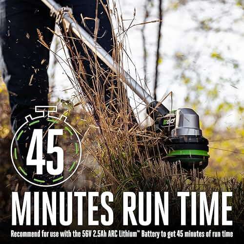 EGO Power+ String Trimmer, Battery Powered, 15" Trimmer for Weeds and Grass with POWERLOAD, Telescopic Aluminum Shaft, Includes 56V 2.5Ah Battery and Charger - ST1511T - Image 4