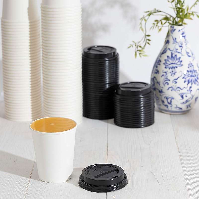 ELEGANT DISPOSABLES [200 PACK LIDS] Lids For 8 oz oz Paper Hot Cups - Coffee Cup for Espresso, Cold, or Hot Drinks, Tea, Coffee, Hot choclate - Image 2
