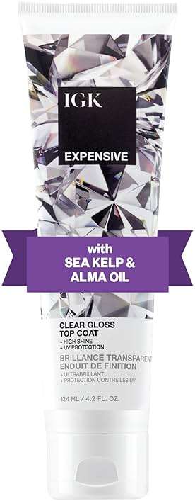 IGK EXPENSIVE Clear Gloss Top Coat | High Shine Gloss Treatment for Soft, Smooth Glass Hair | Revives Color-Treated Hair and Helps Control Frizz | 4.2 Oz - Image 1