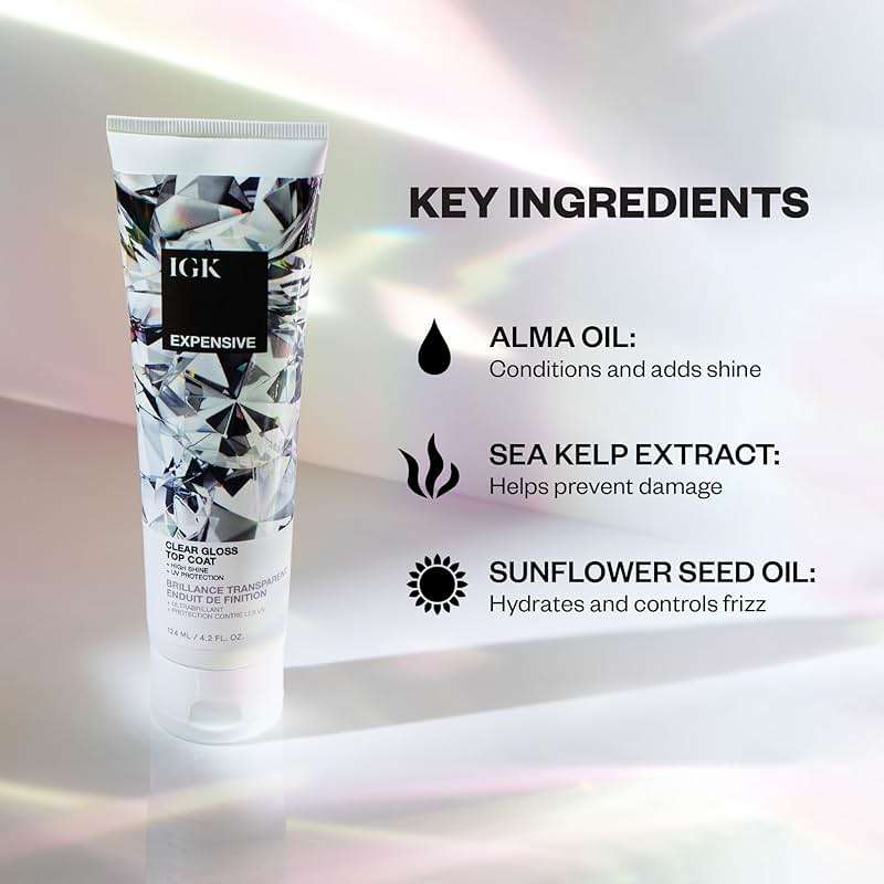 IGK EXPENSIVE Clear Gloss Top Coat | High Shine Gloss Treatment for Soft, Smooth Glass Hair | Revives Color-Treated Hair and Helps Control Frizz | 4.2 Oz - Image 2