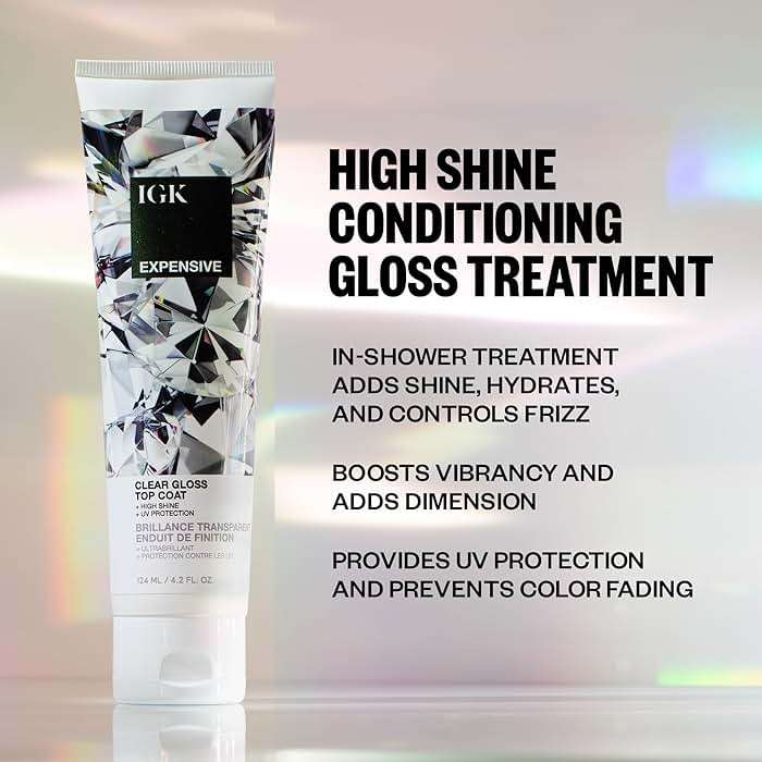 IGK EXPENSIVE Clear Gloss Top Coat | High Shine Gloss Treatment for Soft, Smooth Glass Hair | Revives Color-Treated Hair and Helps Control Frizz | 4.2 Oz - Image 3