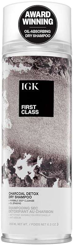 IGK First Class Charcoal Detox Dry Shampoo, Volumizing Spray for Oily Hair, Absorbs Oil + Odor, Invisible Finish with No White Residue on All Hair Colors, Talc-Free + Vegan, 6.3 Fl Oz - Image 1