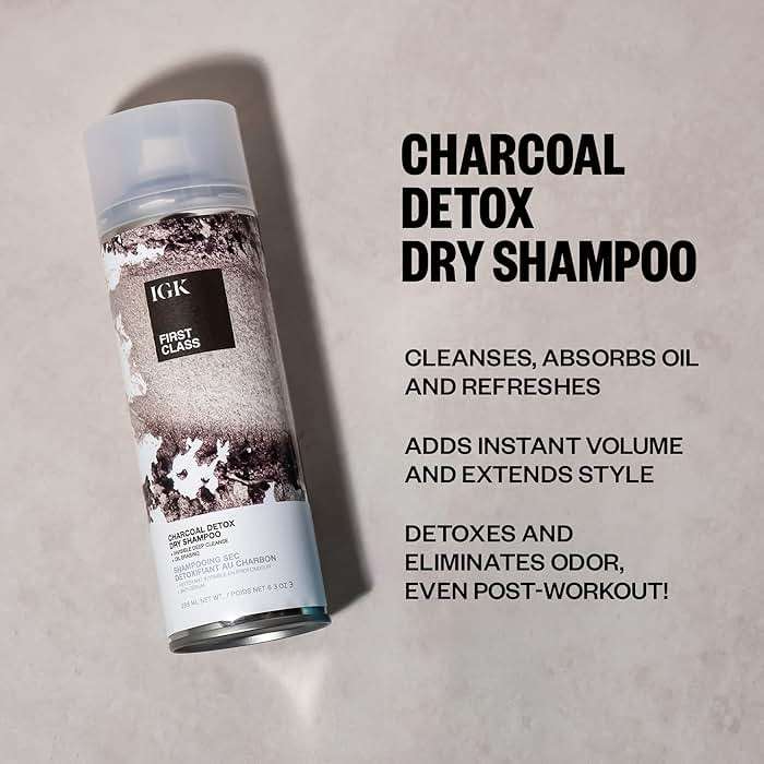 IGK First Class Charcoal Detox Dry Shampoo, Volumizing Spray for Oily Hair, Absorbs Oil + Odor, Invisible Finish with No White Residue on All Hair Colors, Talc-Free + Vegan, 6.3 Fl Oz - Image 7