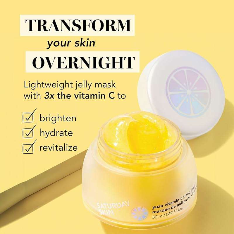 Saturday Skin Yuzu Vitamin C Overnight Sleep Mask Regenerist Retinol Ultra Rich Face Moisturizer Cream Smooth Skin and Reduce Wrinkles Ideal for All Skin Types - Image 2