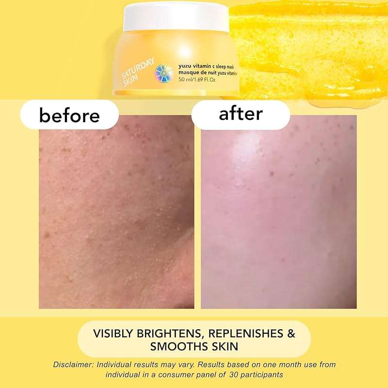 Saturday Skin Yuzu Vitamin C Overnight Sleep Mask Regenerist Retinol Ultra Rich Face Moisturizer Cream Smooth Skin and Reduce Wrinkles Ideal for All Skin Types - Image 5