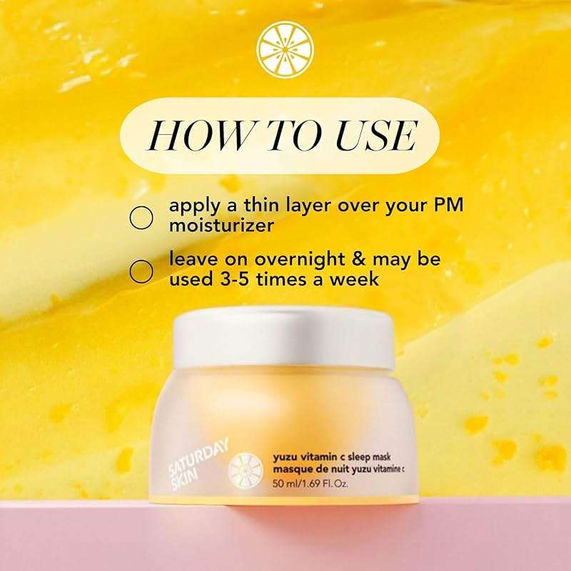 Saturday Skin Yuzu Vitamin C Overnight Sleep Mask Regenerist Retinol Ultra Rich Face Moisturizer Cream Smooth Skin and Reduce Wrinkles Ideal for All Skin Types - Image 6