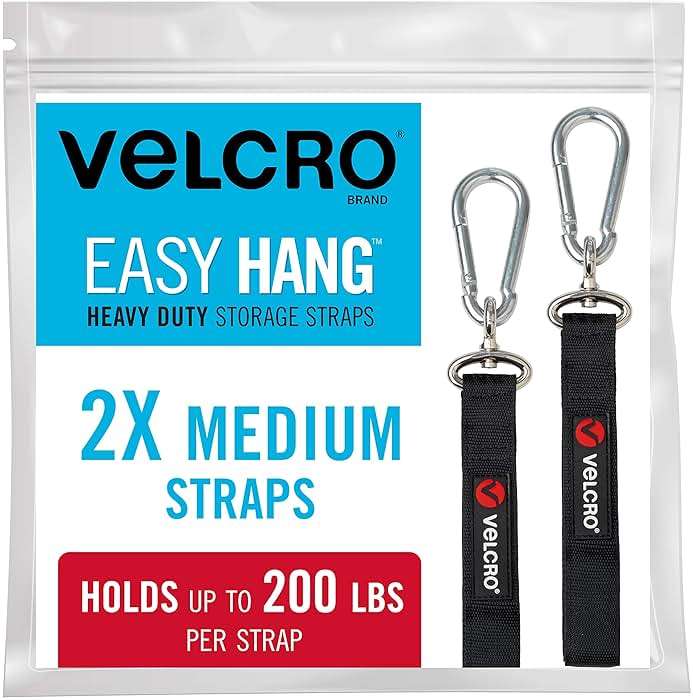 VELCRO Brand VEL-30687-USA Easy Hang Heavy Duty Garage or Laundry Room Organization and Storage Strap, Medium-2Pk, Black - Image 1
