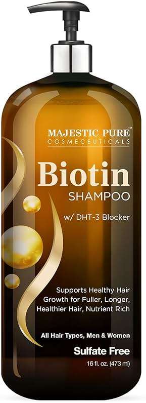 Majestic Pure Biotin Shampoo - Volumizing Shampoo for Hair Loss - with DHT-3 Blocker - Hydrating & Nourishing - Sulfate Free, for Men & Women - Thin Hair Shampoo - 16 fl oz - Image 1