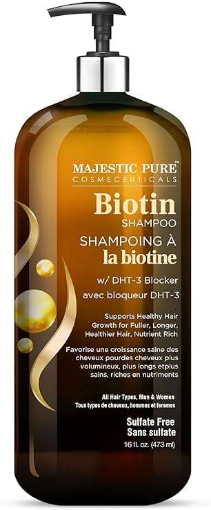Majestic Pure Biotin Shampoo - Volumizing Shampoo for Hair Loss - with DHT-3 Blocker - Hydrating & Nourishing - Sulfate Free, for Men & Women - Thin Hair Shampoo - 16 fl oz - Image 2