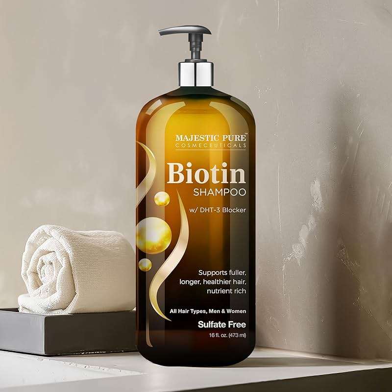 Majestic Pure Biotin Shampoo - Volumizing Shampoo for Hair Loss - with DHT-3 Blocker - Hydrating & Nourishing - Sulfate Free, for Men & Women - Thin Hair Shampoo - 16 fl oz - Image 3