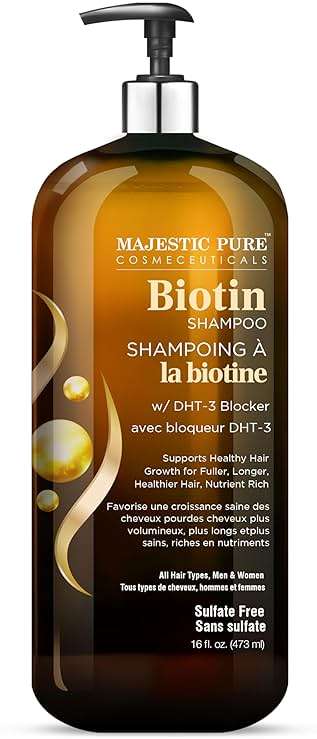 Majestic Pure Biotin Shampoo - Volumizing Shampoo for Hair Loss - with DHT-3 Blocker - Hydrating & Nourishing - Sulfate Free, for Men & Women - Thin Hair Shampoo - 16 fl oz - Image 5