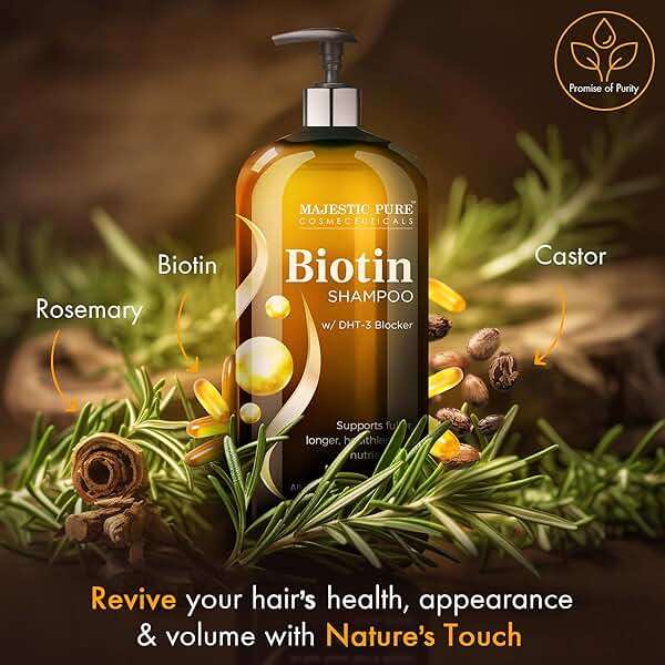 Majestic Pure Biotin Shampoo - Volumizing Shampoo for Hair Loss - with DHT-3 Blocker - Hydrating & Nourishing - Sulfate Free, for Men & Women - Thin Hair Shampoo - 16 fl oz - Image 6