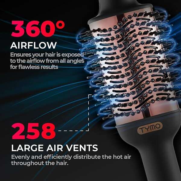 TYMO Hair Dryer Brush Blow Dryer Brush in One, 4 in 1 Ionic Hairdryer and Styler Volumizer with Oval Titanium Barrel, Hot Air Straightener for Smooth Frizz-Free Blowout, Gold, 2.85 Inch - Image 5