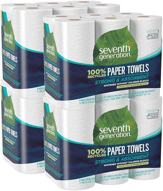Seventh Generation Paper Towels 2-Ply 4 Pack 100% Recycled Paper 6 Rolls - Image 1