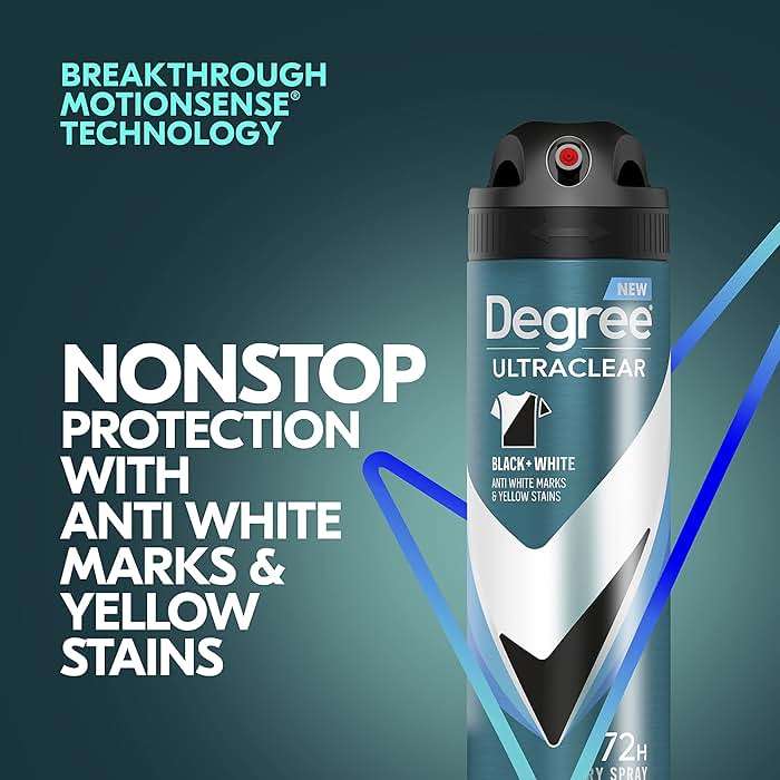 Degree Men Antiperspirant Spray Black + White 3 Count Protects from Deodorant Stains Instantly Dry Spray Deodorant 3.8 oz - Image 5