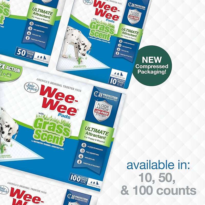 Four Paws Wee-Wee Ultimate Attractant Grass Scented Pee Pads for Dogs & Puppies, Leak-Proof Dog Housebreaking Instinctive Potty Training Floor Protection, 22" x 23", 10 Count - Image 9