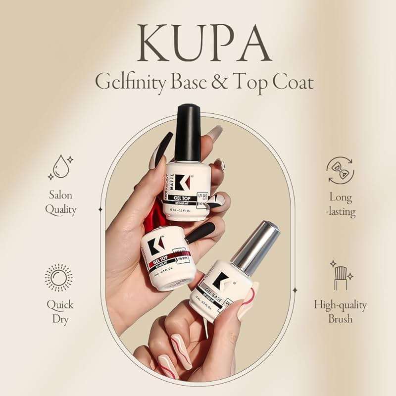 KUPA GelFinity Gel Top Coat Gloss Finish, No-Wipe High Gloss Shine Soak-Off Sealer for UV/LED Gel Polish, Chip-Resistant and Fade-Proof, 0.5 Fl Oz - Image 2