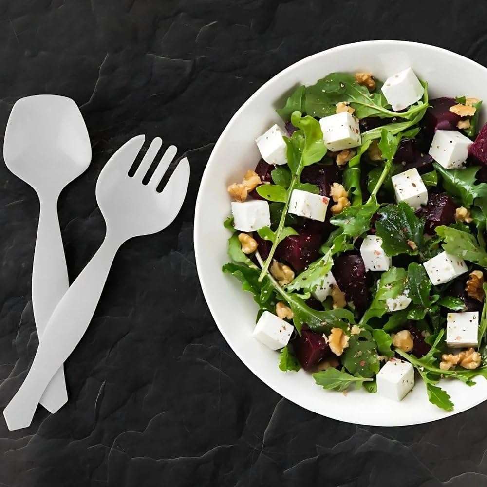 Elegant White Serving Spoon (1 Pc) - Durable & Comfortable Grip Handle, Perfect for Any Dish - Image 2
