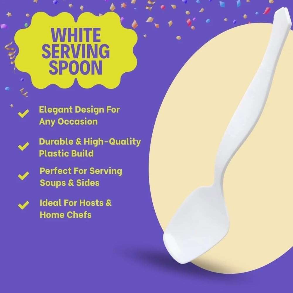 Elegant White Serving Spoon (1 Pc) - Durable & Comfortable Grip Handle, Perfect for Any Dish - Image 5