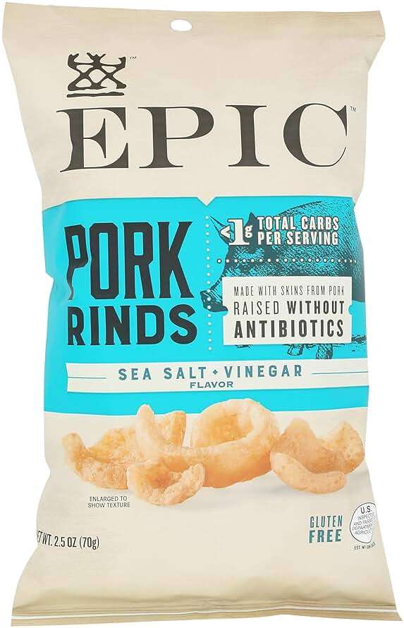 EPIC Sea Salt and Vinegar Pork Rinds, Keto Friendly, Protein Snacks, 2.5 oz - Image 1