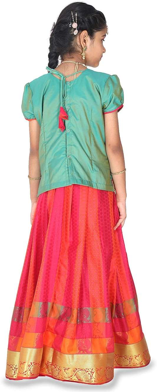 kaatru Thana Silk Girls Pavadai Set (D35) - Lehenga Choli (Prince Size Chart) - Image 6