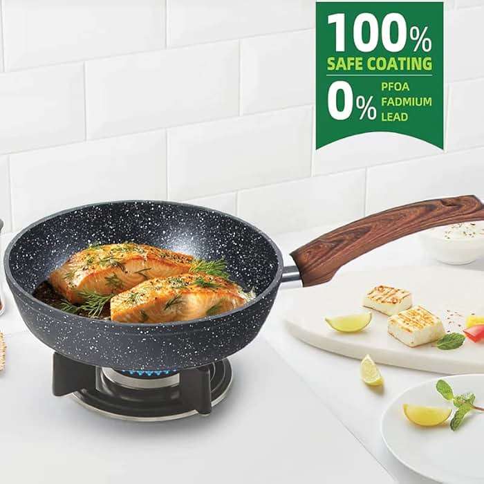 Kitchen Academy Induction Cookware Sets - 12 Piece Pots and Pans Set Non Stick, Black Granite Nonstick Cooking Pan Set(PFOS, PFOA Free) - Image 5