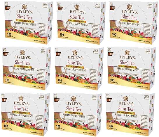 HYLEYS Slim Tea 9 Flavor Assortment 100 Ct - Weight Loss Herbal Supplement Cleanse and Detox - 100 Tea Bags (9 Pack) - Herbal Tea Variety Pack - Image 5