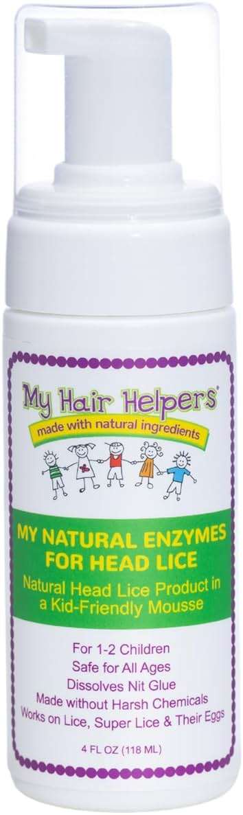 My Hair Helpers Natural Enzymes for Head Lice - Mousse Naturally Dissolves Nit Glue - Unscented Lice Removal Works on 1-2 Children, 4 fl Ounces - Image 1