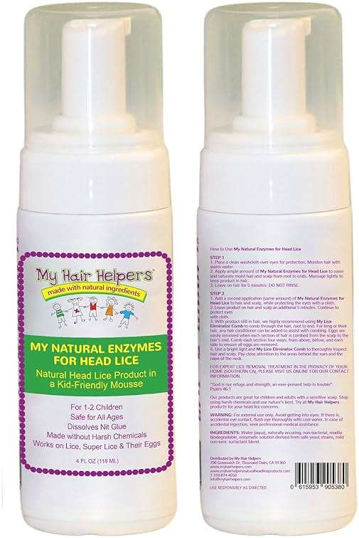 My Hair Helpers Natural Enzymes for Head Lice - Mousse Naturally Dissolves Nit Glue - Unscented Lice Removal Works on 1-2 Children, 4 fl Ounces - Image 2