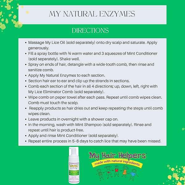 My Hair Helpers Natural Enzymes for Head Lice - Mousse Naturally Dissolves Nit Glue - Unscented Lice Removal Works on 1-2 Children, 4 fl Ounces - Image 3