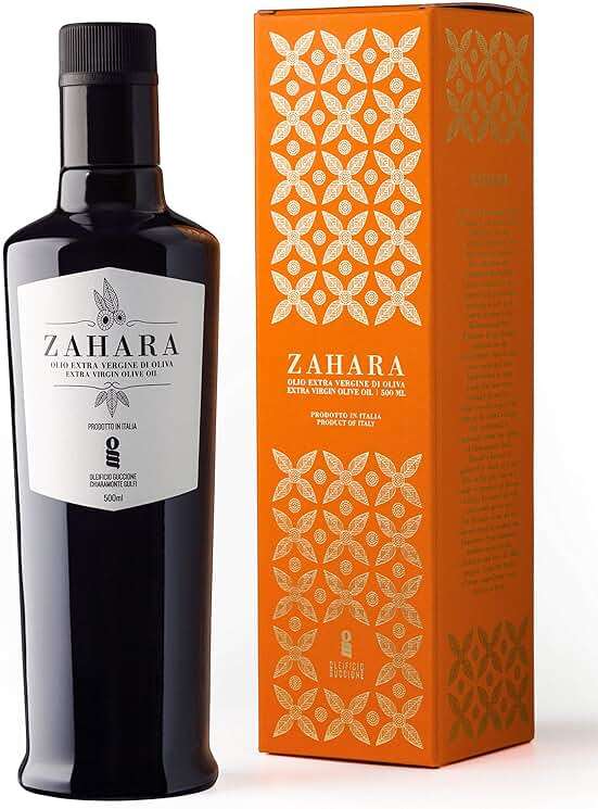 Zahara Extra Virgin Olive Oil from Italy | Sicilian Pure EVOO | Premium Early Harvest Cold Pressed Polyphenol Rich | Multiple Award Winner from Oleificio Guccione | 16.9 fl oz (500ml) Bottle With Beautiful Gift Box - Image 1