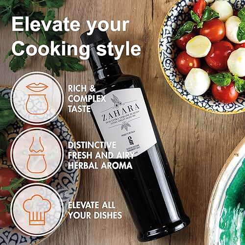 Zahara Extra Virgin Olive Oil from Italy | Sicilian Pure EVOO | Premium Early Harvest Cold Pressed Polyphenol Rich | Multiple Award Winner from Oleificio Guccione | 16.9 fl oz (500ml) Bottle With Beautiful Gift Box - Image 4