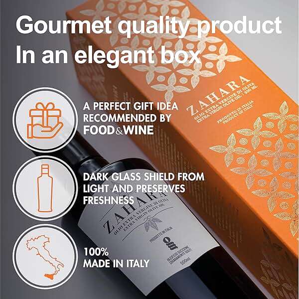 Zahara Extra Virgin Olive Oil from Italy | Sicilian Pure EVOO | Premium Early Harvest Cold Pressed Polyphenol Rich | Multiple Award Winner from Oleificio Guccione | 16.9 fl oz (500ml) Bottle With Beautiful Gift Box - Image 5