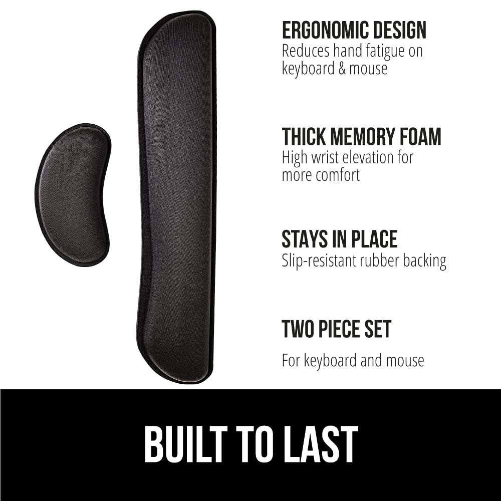 GORILLA GRIP Silky Memory Foam Wrist Rest for Computer Keyboard, Mouse, Ergonomic Design for Typing Pain Relief, Desk Pads Support Hand and Arm, Mousepad Rests, Stain Resistant, 2 Piece Pad, Black - Image 4