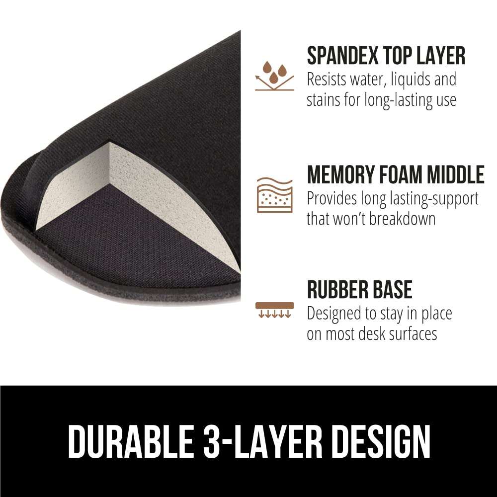 GORILLA GRIP Silky Memory Foam Wrist Rest for Computer Keyboard, Mouse, Ergonomic Design for Typing Pain Relief, Desk Pads Support Hand and Arm, Mousepad Rests, Stain Resistant, 2 Piece Pad, Black - Image 8