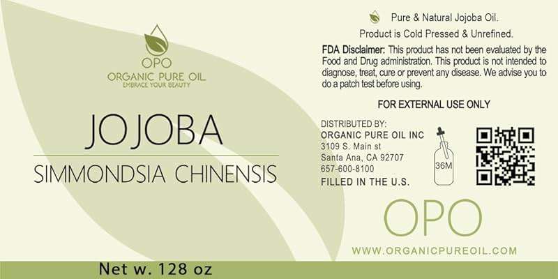 Golden Jojoba Oil - Pure Cold Pressed, Non-GMO, Bulk 128 oz - 1 Gallon Hohoba Carrier Oil for DIY, Formulations, Essential Oils, Cleansing, Moisturizer for Face, Hair, Body, by Organic Pure Oil - Image 2