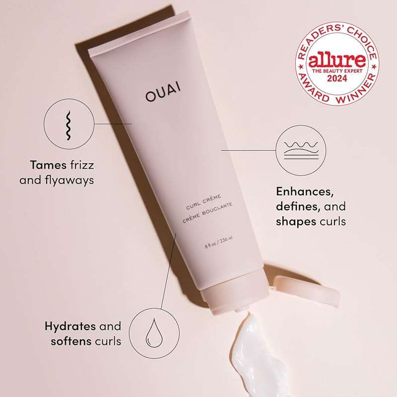OUAI Curl Cream - Curl Defining Cream with Chia & Linseed Oil - Enhances Definition, Hydration & Shine - Tames Frizz & Protects from Humidity - Silicone-Free Curly Hair Products for Women (8 oz) - Image 4
