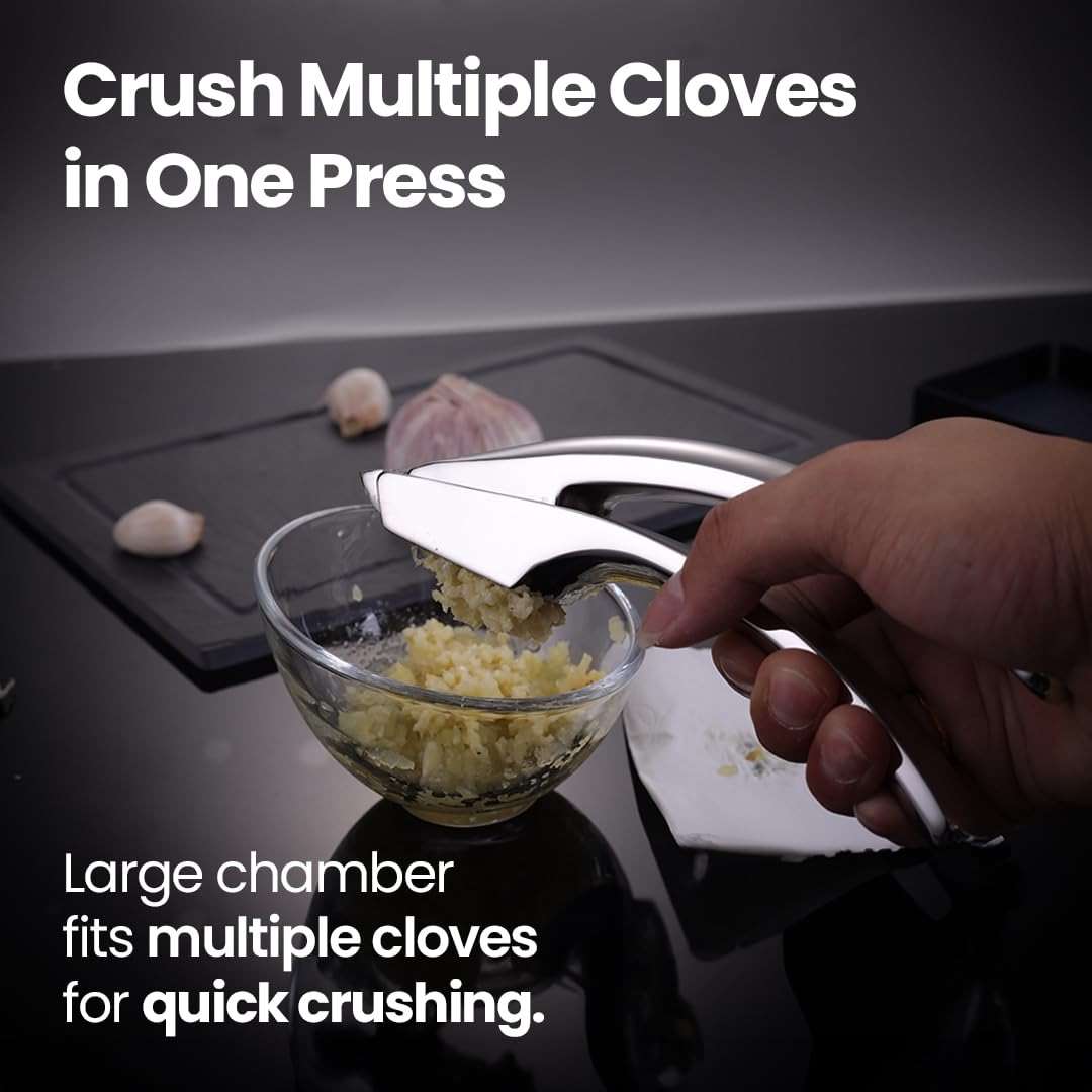 Lifetime Replacement Garlic Press Stainless Steel No Need to Peel, Detachable Handle for Fine Mincing-Premium Garlic Mincer Tool, Rust-Proof, Easy to Clean, Dishwasher Safe Garlic Crusher - Image 3
