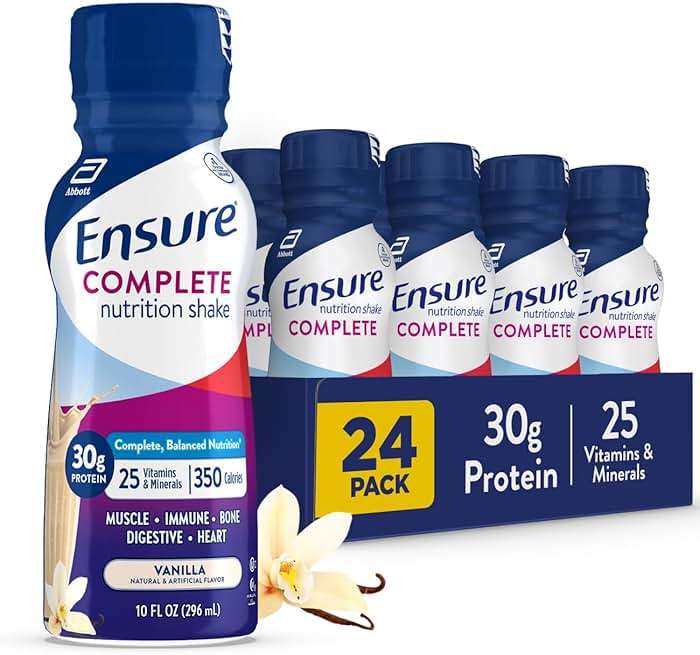 Ensure COMPLETE Vanilla Nutrition Shake, Complete, Balanced Meal Replacement, Ready To Drink, 30g Protein, 25 Vitamins & Minerals, 10 fl oz—24 Pack - Image 1
