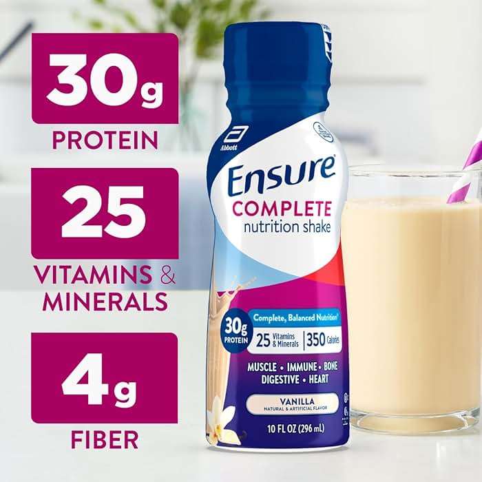 Ensure COMPLETE Vanilla Nutrition Shake, Complete, Balanced Meal Replacement, Ready To Drink, 30g Protein, 25 Vitamins & Minerals, 10 fl oz—24 Pack - Image 3