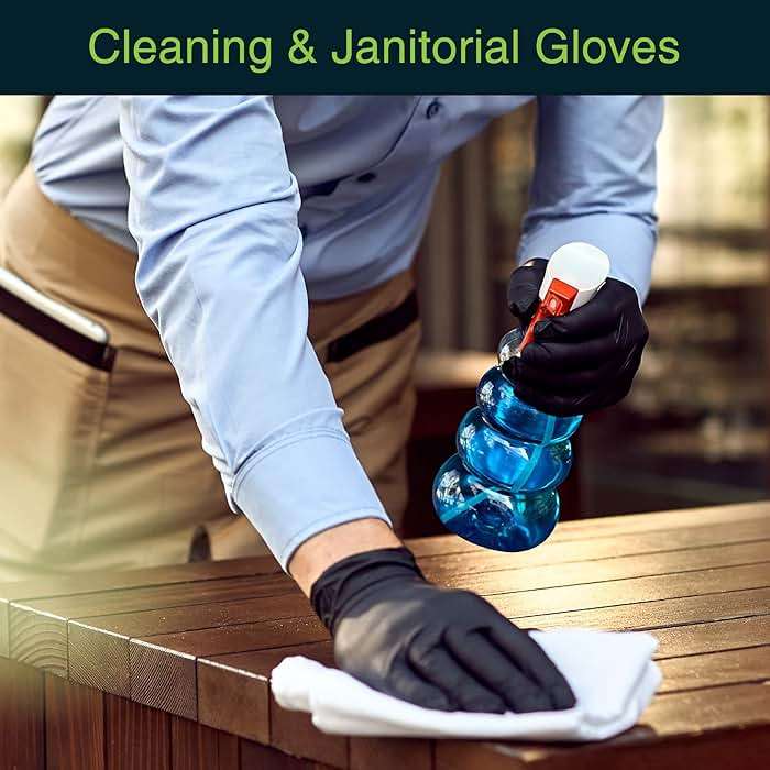 FifthPulse Black Vinyl Disposable Gloves - Powder and Latex Free Medical Exam Gloves - Image 4